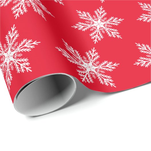 Kerstrood en wit Snowflakes patroon Cadeaupapier (Rol Hoek)