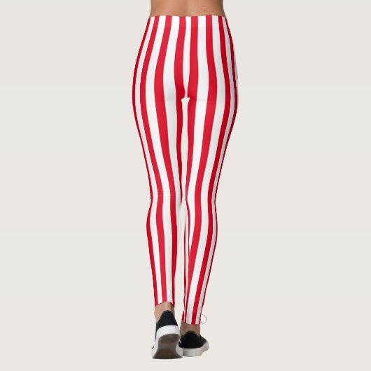 Kerstrood en wit verticaal gestreept leggings (Achterkant)