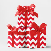 Kerstrood en witte Chevron Cadeaupapier