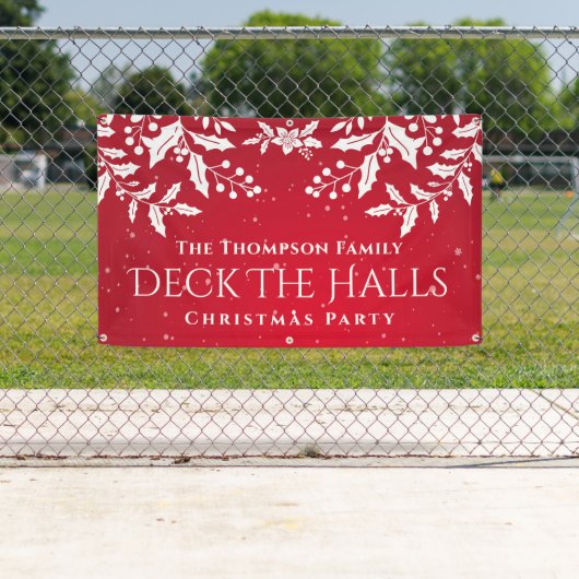 Kerstrood en witte Holly, Dekhallen, Partij Spandoek (Insitu)