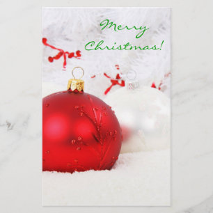 Kerstrood en witte kerst briefpapier