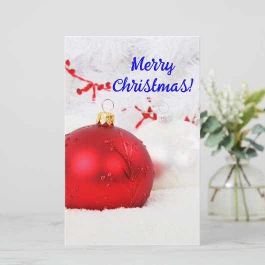 Kerstrood en witte kerst III Briefpapier (Staand voorkant)