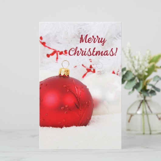 Kerstrood en witte kerst III Briefpapier (Staand voorkant)