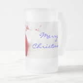 Kerstrood en witte kerst III Matglas Bierpul (Voorkant rechts)