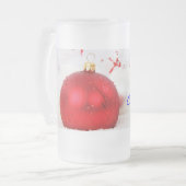 Kerstrood en witte kerst III Matglas Bierpul (Voorkant links)