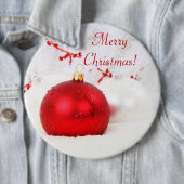 Kerstrood en witte kerst ronde button 6,0 cm (In situ)