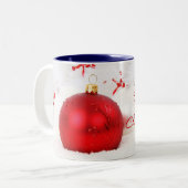 Kerstrood en witte kerst tweekleurige koffiemok (Voorkant links)