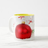 Kerstrood en witte kerst tweekleurige koffiemok (Voorkant links)