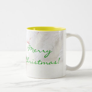 Kerstrood en witte kerst tweekleurige koffiemok