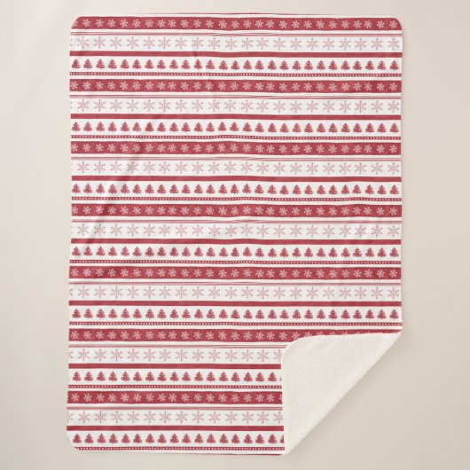 Kerstrood en witte Sherpa Throw Blanket (Voorkant)
