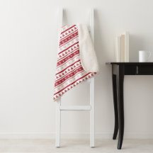 Kerstrood en witte Sherpa Throw Blanket