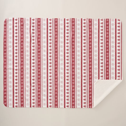 Kerstrood en witte Sherpa Throw Blanket (Voorkant (horizontaal))