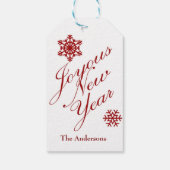 Kerstrood en witte sneeuwvlokken Gift Label Cadeaulabel (Achterkant)