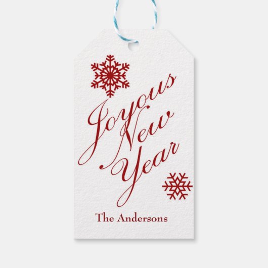 Kerstrood en witte sneeuwvlokken Gift Label Cadeaulabel (Achterkant)