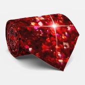 Kerstrood en Zwart Nep Glitter Kerstmis Stropdas (Opgerold)