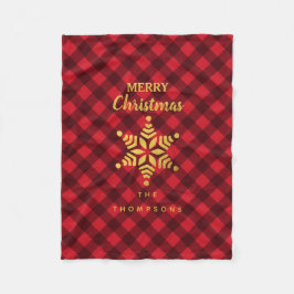 Kerstrood en zwarte buffel met ster Snowflake Fleece Deken