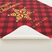 Kerstrood en zwarte buffel met ster Snowflake Sherpa Deken (3/4)