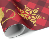 Kerstrood en zwarte buffels met gouden Kerstmis Cadeaupapier (Rol Hoek)