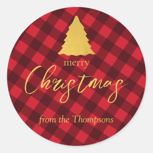 Kerstrood en zwarte buffels met pasta-Labels voor  Ronde Sticker (Voorkant)