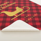 Kerstrood en zwarte buffelstaarten sherpa deken (3/4)