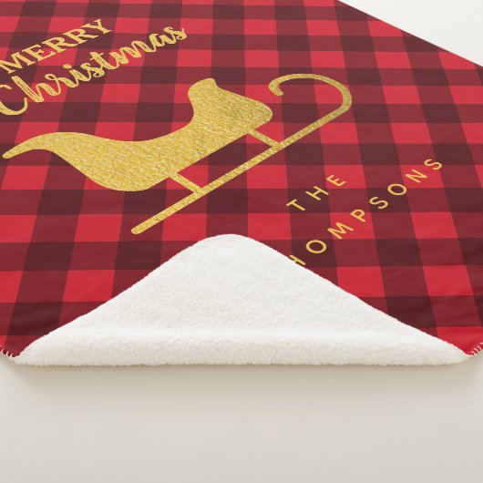 Kerstrood en zwarte buffelstaarten sherpa deken (3/4)