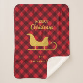 Kerstrood en zwarte buffelstaarten sherpa deken (Voorkant)