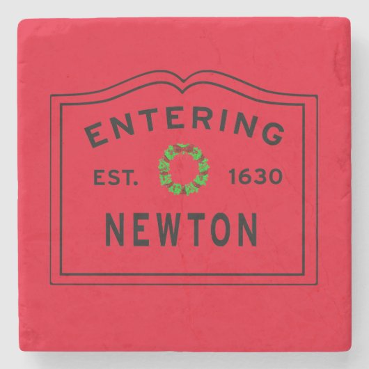 Kerstrood, Entering Newton, MA Holiday Stenen Onderzetter (Voorkant)