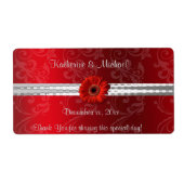 Kerstrood, Feest/Wijnlabel voor de Bruiloft Etiket (Voorkant)