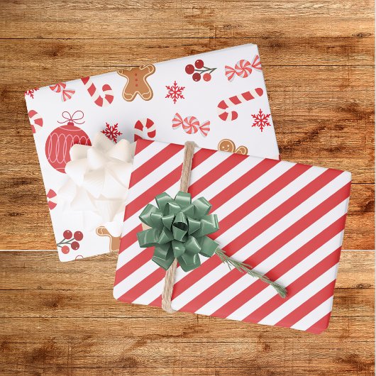 Kerstrood feestje inpakpapier vel