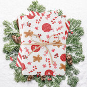 Kerstrood feestje inpakpapier vel