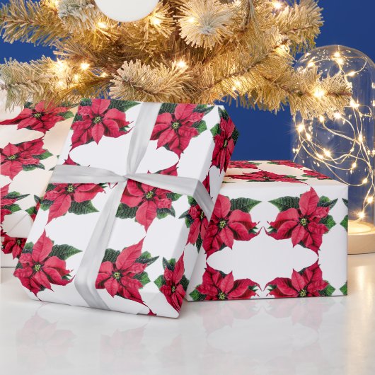 kerstrood gedenkteken Floral holiday Cadeaupapier (Feestdagen)
