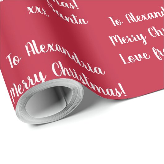 Kerstrood Gepersonaliseerde naam van de Kerstman Cadeaupapier (Rol Hoek)