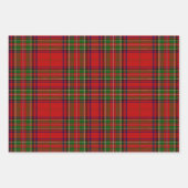Kerstrood Glitter Gold Foil Tartan Pset Inpakpapier Vel (Voorkant 3)