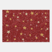 Kerstrood Glitter Gold Foil Tartan Pset Inpakpapier Vel (Voorkant)