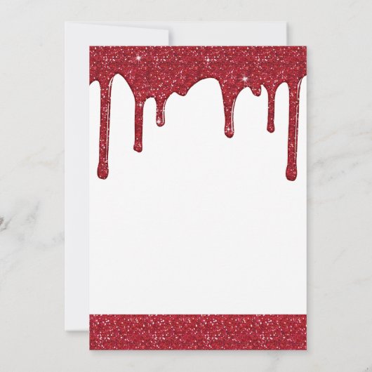 Kerstrood Glitter schrijft feestdag Open House Kaart (Achterkant)