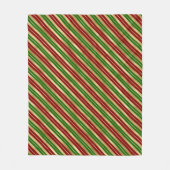 Kerstrood, Goud en Groen Kerststrepen Fleece Deken (Voorkant)