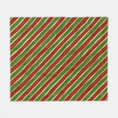 Kerstrood, Goud en Groen Kerststrepen Fleece Deken (Voorkant (Horizontaal))