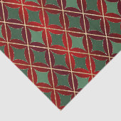 kerstrood goud groene harlequin met kromme diamant tissuepapier (Detail)