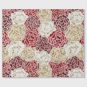 Kerstrood goud luxe Glitter Pattern Cadeaupapier (Vlak)