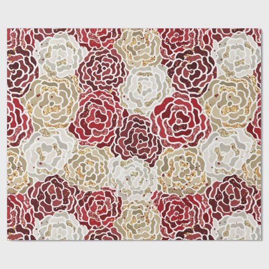 Kerstrood goud luxe Glitter Pattern Cadeaupapier (Vlak)