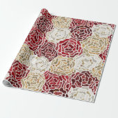 Kerstrood goud luxe Glitter Pattern Cadeaupapier (Uitgerold)