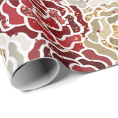 Kerstrood goud luxe Glitter Pattern Cadeaupapier (Rol Hoek)