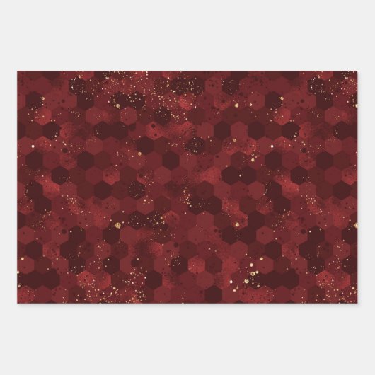 Kerstrood goud luxe Glitter Pattern Inpakpapier Vel (Voorkant 2)
