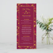 Kerstrood gouden hulstbes 4-gangsevenement menu (Staand voorkant)
