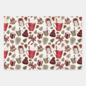 Kerstrood gouden luxe warme chocolade patroon inpakpapier vel (Voorkant 3)