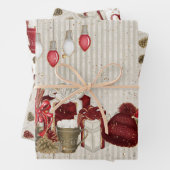 Kerstrood gouden luxe warme chocolade patroon inpakpapier vel (In situ)