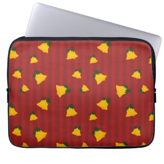 Kerstrood Gouden Streep Bellen Kerstmis Laptop Sleeve