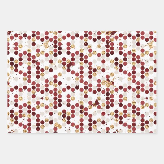 Kerstrood goudluxe geometrisch patroon inpakpapier vel (Voorkant 3)