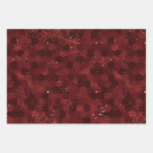 Kerstrood goudluxe geometrisch patroon inpakpapier vel (Voorkant 2)