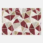 Kerstrood goudluxe geometrisch patroon inpakpapier vel (Voorkant)